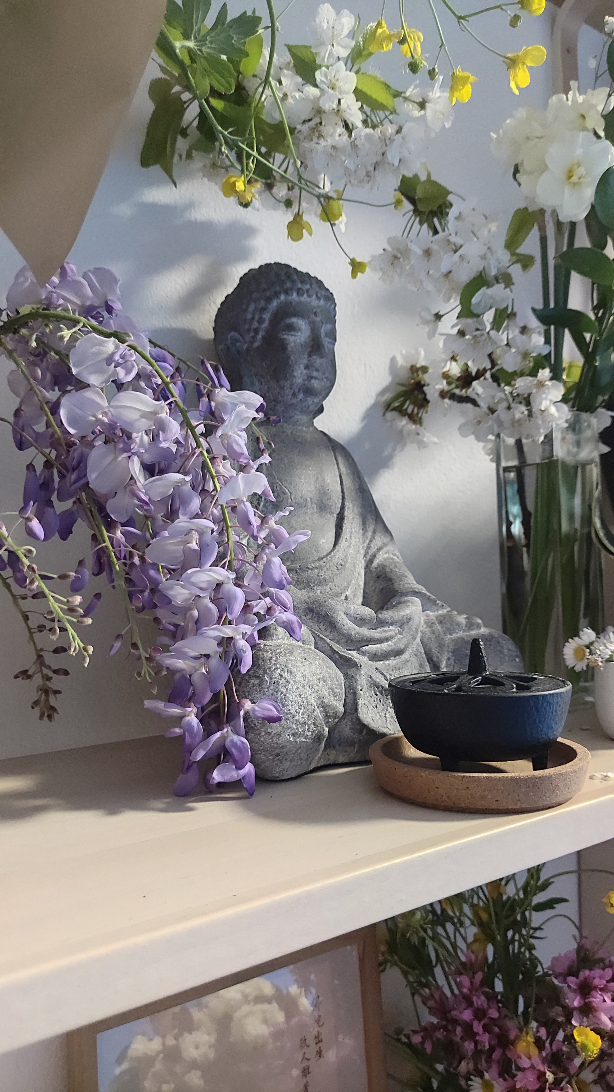 statua del buddah, dettaglio parete d'onore del dojo Aiki Center ETS Parma